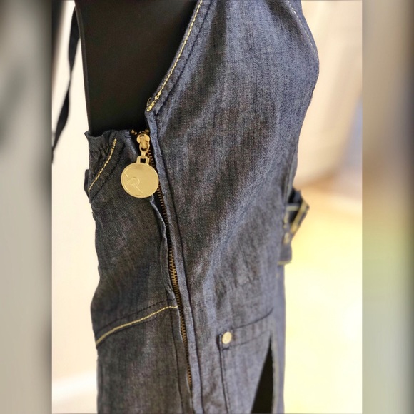 Capris Dark Denim & Gold Halter Jumper - Picture 3 of 6